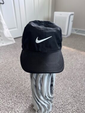 Nike Black Hat with White Swoosh Logo